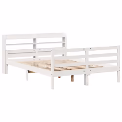 vidaXL Bed Frame with Headboard White 150x200 cm King Size Solid Wood Pine