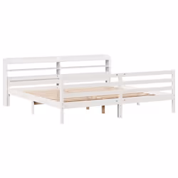 vidaXL Bed Frame with Headboard White 180x200 cm Super King Solid Wood Pine