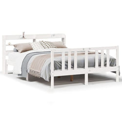 vidaXL Bed Frame with Headboard Bed Base White 140x200 cm Solid Wood Pine