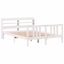 vidaXL Bed Frame with Headboard Bed Base White 140x200 cm Solid Wood Pine