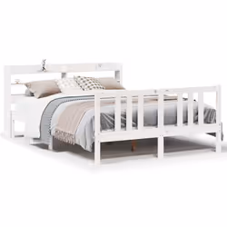 vidaXL Bed Frame with Headboard Bed Base White 160x200 cm Solid Wood Pine