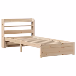 vidaXL Bed Frame with Headboard Bed 75x190 cm Small Single Solid Wood Pine