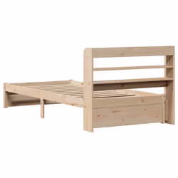vidaXL Bed Frame with Headboard Bed 75x190 cm Small Single Solid Wood Pine - Additional view 7