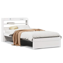 vidaXL Bed Frame with Headboard White 75x190 cm Small Single Solid Wood Pine