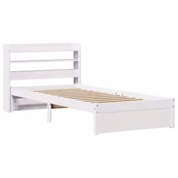 vidaXL Bed Frame with Headboard White 75x190 cm Small Single Solid Wood Pine