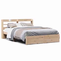 vidaXL Bed Frame with Headboard Bed Base Bedstead 140x190 cm Solid Wood Pine