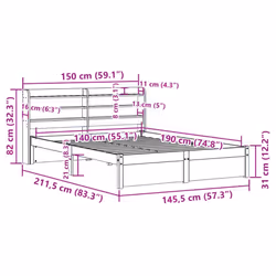 vidaXL Bed Frame with Headboard Bed Base White 140x190 cm Solid Wood Pine