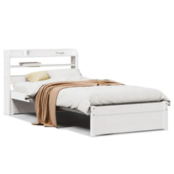 vidaXL Bed Frame with Headboard Bed Base White 100x200 cm Solid Wood Pine