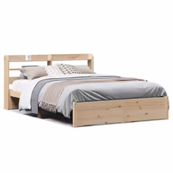 vidaXL Bed Frame with Headboard Bed Base Bedstead 120x200 cm Solid Wood Pine