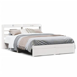 vidaXL Bed Frame with Headboard Bed Base White 120x200 cm Solid Wood Pine