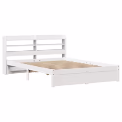 vidaXL Bed Frame with Headboard Bed Base White 120x200 cm Solid Wood Pine