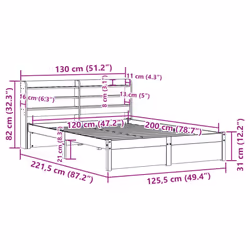 vidaXL Bed Frame with Headboard Bed Base White 120x200 cm Solid Wood Pine