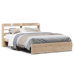 vidaXL Bed Frame with Headboard Bed Base Bedstead 140x200 cm Solid Wood Pine