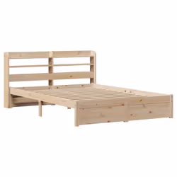 vidaXL Bed Frame with Headboard Bed Base Bedstead 140x200 cm Solid Wood Pine