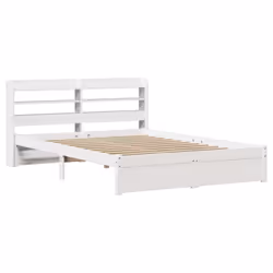 vidaXL Bed Frame with Headboard White 150x200 cm King Size Solid Wood Pine