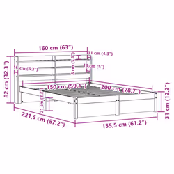 vidaXL Bed Frame with Headboard White 150x200 cm King Size Solid Wood Pine