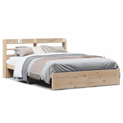 vidaXL Bed Frame with Headboard Bed Base Bedstead 160x200 cm Solid Wood Pine
