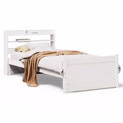 vidaXL Bed Frame with Headboard White 75x190 cm Small Single Solid Wood Pine