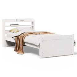 vidaXL Bed Frame with Headboard White 75x190 cm Small Single Solid Wood Pine