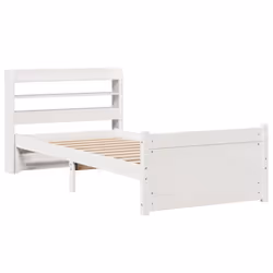 vidaXL Bed Frame with Headboard White 75x190 cm Small Single Solid Wood Pine