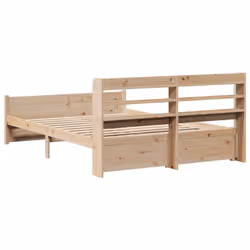 vidaXL Bed Frame with Headboard Bed Base 135x190 cm Double Solid Wood Pine - Additional view 7
