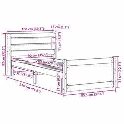 vidaXL Bed Frame with Headboard Bed Base Bedstead 90x200 cm Solid Wood Pine