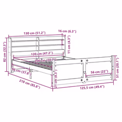 vidaXL Bed Frame with Headboard Bed Base Bedstead 120x200 cm Solid Wood Pine