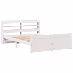 vidaXL Bed Frame with Headboard Bed Base White 140x200 cm Solid Wood Pine