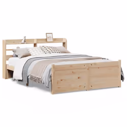 vidaXL Bed Frame with Headboard Bed Base 150x200 cm King Size Solid Wood Pine
