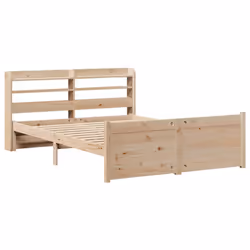 vidaXL Bed Frame with Headboard Bed Base 150x200 cm King Size Solid Wood Pine