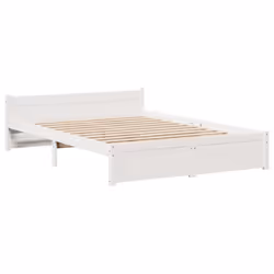 vidaXL Bed Frame with Headboard White 150x200 cm King Size Solid Wood Pine - Additional view 4