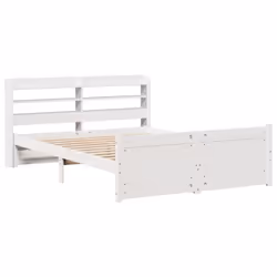 vidaXL Bed Frame with Headboard Bed Base White 160x200 cm Solid Wood Pine