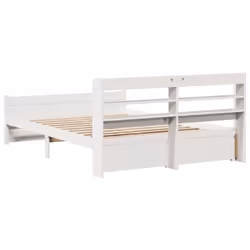 vidaXL Bed Frame with Headboard Bed Base White 160x200 cm Solid Wood Pine - Additional view 7