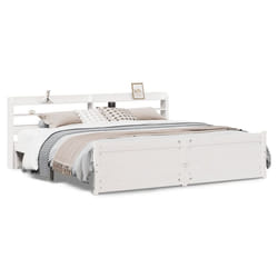 vidaXL Bed Frame with Headboard White 180x200 cm Super King Solid Wood Pine