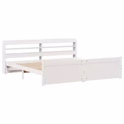 vidaXL Bed Frame with Headboard White 180x200 cm Super King Solid Wood Pine