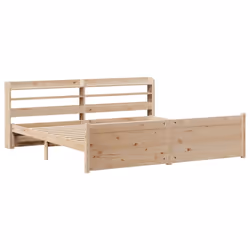 vidaXL Bed Frame with Headboard Bed Base Bedstead 200x200 cm Solid Wood Pine