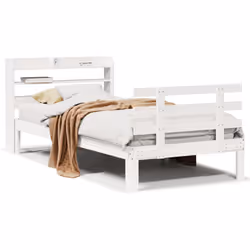 vidaXL Bed Frame with Headboard White 75x190 cm Small Single Solid Wood Pine