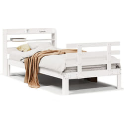 vidaXL Bed Frame with Headboard White 75x190 cm Small Single Solid Wood Pine