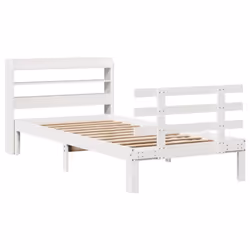 vidaXL Bed Frame with Headboard White 75x190 cm Small Single Solid Wood Pine