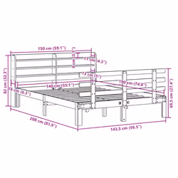 vidaXL Bed Frame with Headboard Bed Base White 140x190 cm Solid Wood Pine - Additional view 10