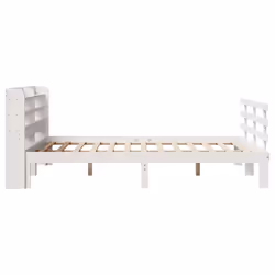vidaXL Bed Frame with Headboard Bed Base White 140x190 cm Solid Wood Pine - Additional view 6