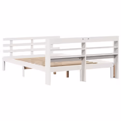 vidaXL Bed Frame with Headboard Bed Base White 140x190 cm Solid Wood Pine - Additional view 7