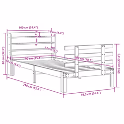 vidaXL Bed Frame with Headboard Bed Base Bedstead 90x200 cm Solid Wood Pine - Additional view 10