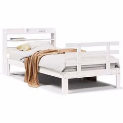 vidaXL Bed Frame with Headboard Bed Base White 100x200 cm Solid Wood Pine