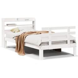 vidaXL Bed Frame with Headboard Bed Base White 100x200 cm Solid Wood Pine