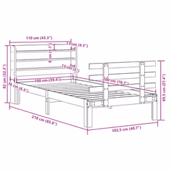 vidaXL Bed Frame with Headboard Bed Base White 100x200 cm Solid Wood Pine - Additional view 10
