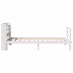 vidaXL Bed Frame with Headboard Bed Base White 100x200 cm Solid Wood Pine - Additional view 6