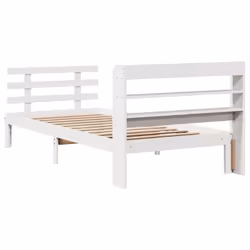 vidaXL Bed Frame with Headboard Bed Base White 100x200 cm Solid Wood Pine - Additional view 7
