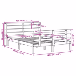 vidaXL Bed Frame with Headboard Bed Base White 120x200 cm Solid Wood Pine - Additional view 10