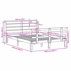 vidaXL Bed Frame with Headboard Bed Base Bedstead 140x200 cm Solid Wood Pine